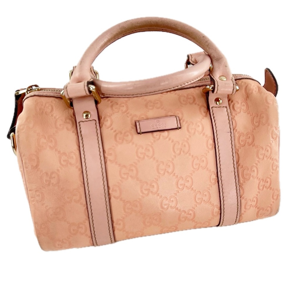 GUCCI GG Small Joy Boston Bag Guccissima Leather Powder/Baby Pink Authentic - Picture 17 of 17